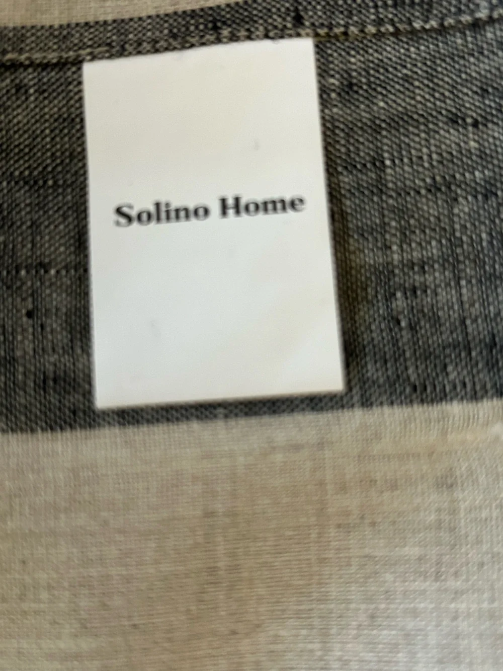 100% Linen Solino Home Table Runner Black Cabana Stripe 14x72 New